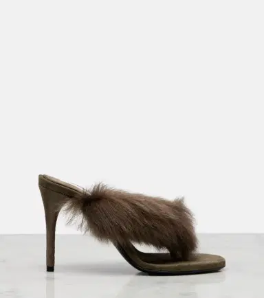 Alaïa Alaïa 90 shearling-trimmed thong sandals | Thumbnail 4 Alaïa Alaïa 90 shearling-trimmed thong sandals | Thumbnail 4