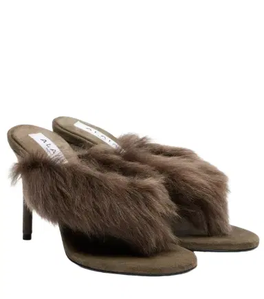 Alaïa Alaïa 90 shearling-trimmed thong sandals | Thumbnail 1 Alaïa Alaïa 90 shearling-trimmed thong sandals | Thumbnail 1