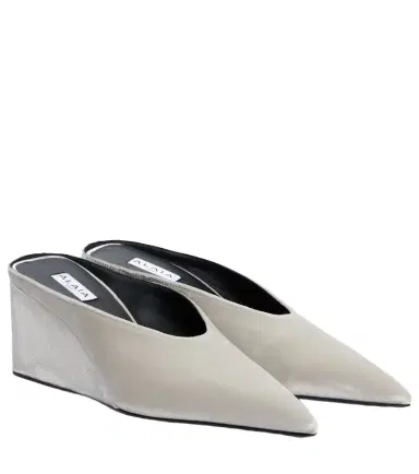 Alaïa Alaïa Cube 75 velvet wedge pumps | Thumbnail 1 Alaïa Alaïa Cube 75 velvet wedge pumps | Thumbnail 1