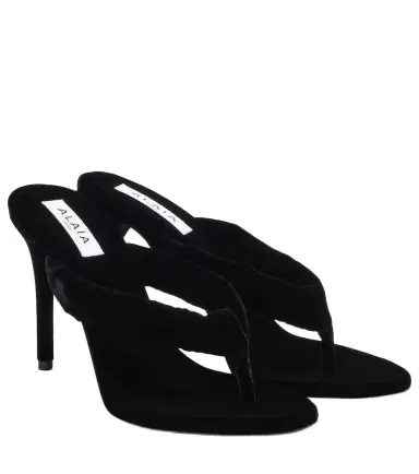 Alaïa Alaïa 90 velvet thong sandals | Thumbnail 1