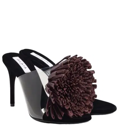 Alaïa Alaïa Floral-appliqué asymmetric mules | Thumbnail 1 Alaïa Alaïa Floral-appliqué asymmetric mules | Thumbnail 1