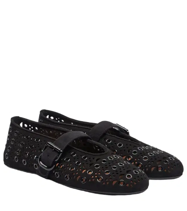 Alaia Alaïa Vienne embellished suede ballet flats
