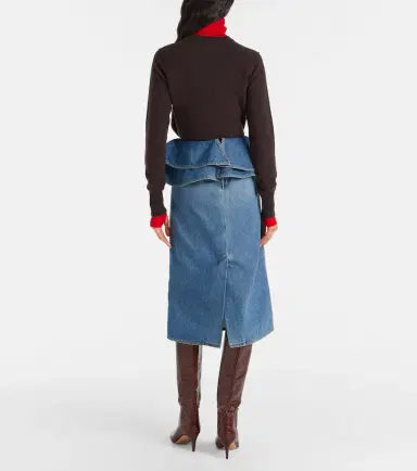 Plan C Peplum denim midi skirt | Thumbnail 3