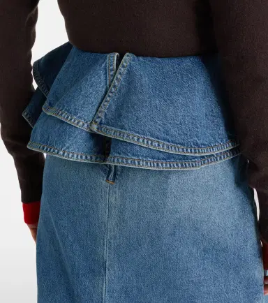 Plan C Peplum denim midi skirt | Thumbnail 4