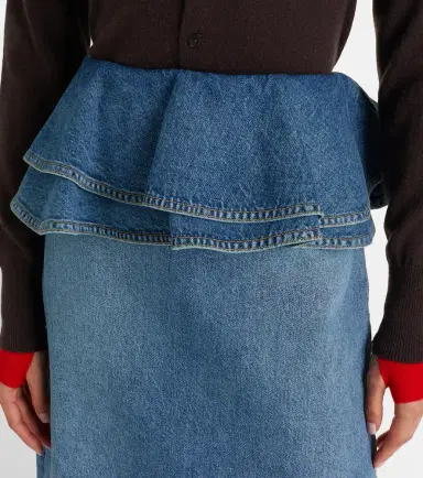 Plan C Peplum denim midi skirt | Thumbnail 6
