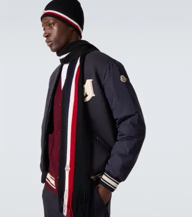Moncler Fringed virgin wool scarf | Thumbnail 4