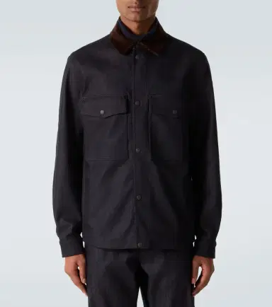Moncler Corduroy-trimmed denim shirt jacket | Thumbnail 2 Moncler Corduroy-trimmed denim shirt jacket | Thumbnail 2