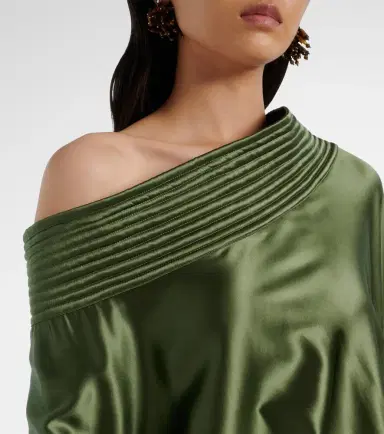 Dries Van Noten Asymmetric draped silk-blend satin top | Thumbnail 5