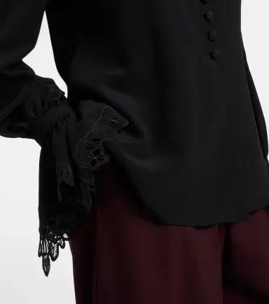 Chloé Chloé Embroidered silk crêpe de chine blouse | Thumbnail 4 Chloé Chloé Embroidered silk crêpe de chine blouse | Thumbnail 4