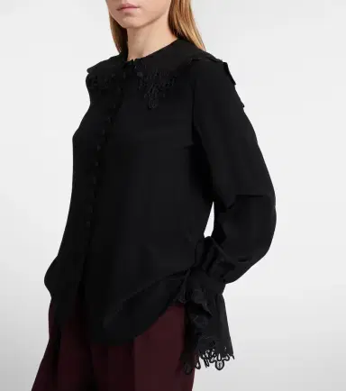 Chloé Chloé Embroidered silk crêpe de chine blouse | Thumbnail 5 Chloé Chloé Embroidered silk crêpe de chine blouse | Thumbnail 5