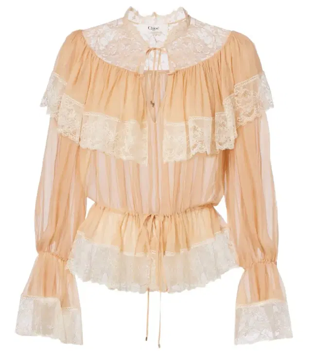 Chloe Chloé Lace-trimmed silk blouse