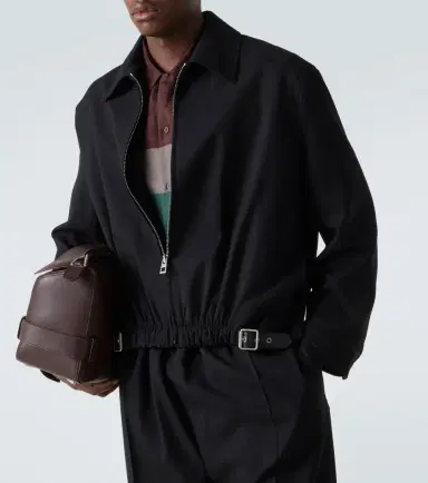 Loewe Belted leather-trimmed wool blouson | Thumbnail 4 Loewe Belted leather-trimmed wool blouson | Thumbnail 4