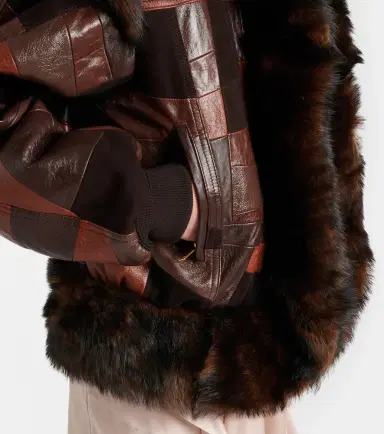 Chloé Chloé Shearling-trimmed leather bomber jacket | Thumbnail 4 Chloé Chloé Shearling-trimmed leather bomber jacket | Thumbnail 4