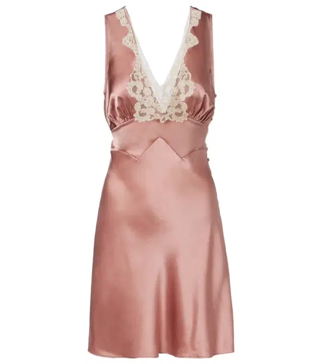Chloé Lace-trimmed silk satin minidress