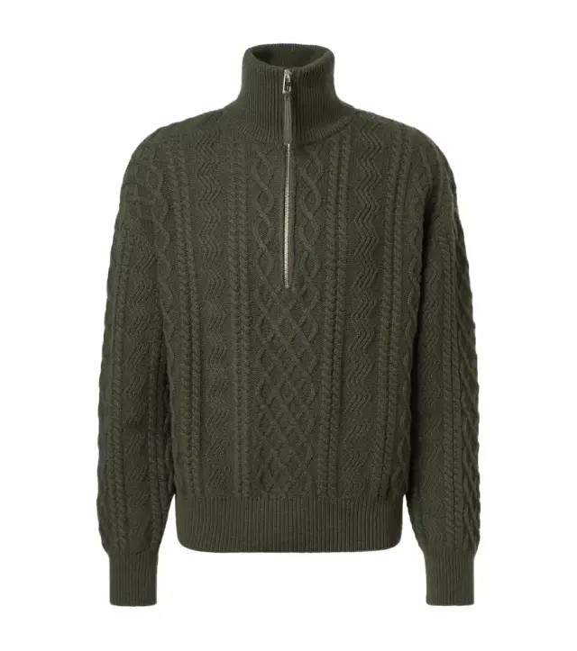 Loewe Aran-knit wool half-zip turtleneck sweater