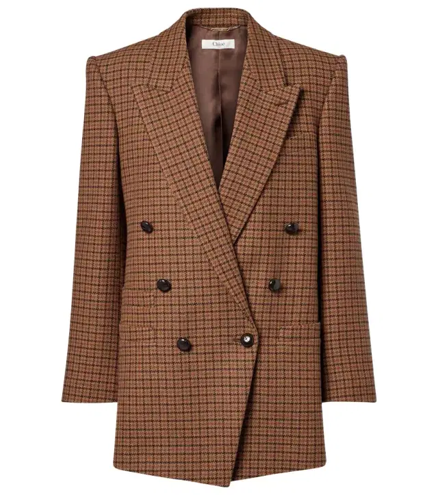 Chloe Chloé Checked double-breasted wool-blend blazer