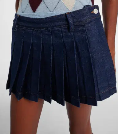 7 For All Mankind Pleated low-rise denim miniskirt | Thumbnail 3