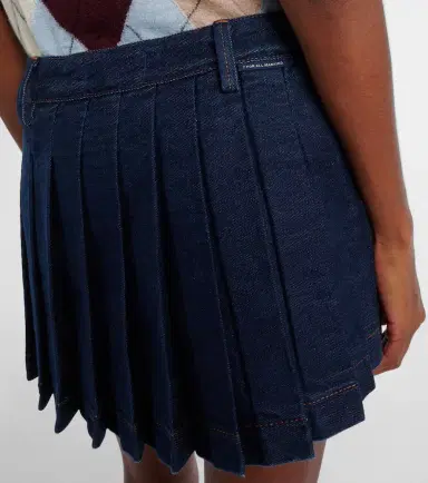 7 For All Mankind Pleated low-rise denim miniskirt | Thumbnail 5