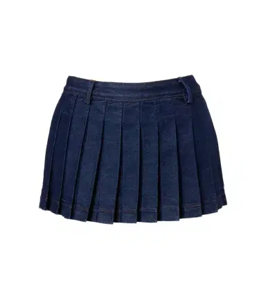 7 For All Mankind Pleated low-rise denim miniskirt | Thumbnail 1