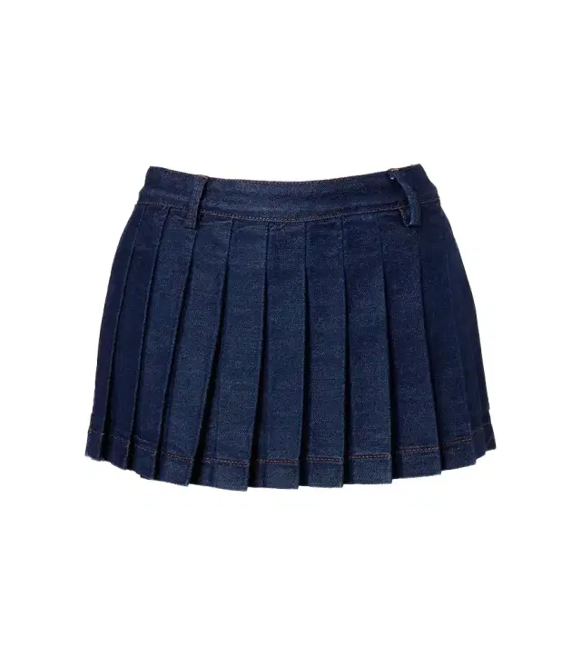 7 For All Mankind Pleated low-rise denim miniskirt