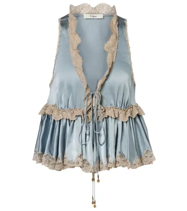 Chloe Chloé Lace-trimmed silk satin top