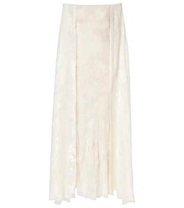 Floral satin jacquard maxi skirt