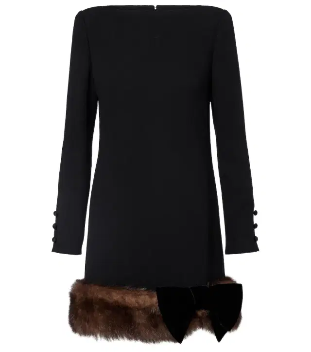 Valentino Shearling-trimmed virgin wool minidress
