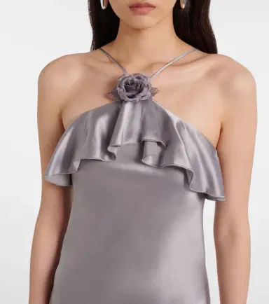 Rodarte Floral-appliqué silk charmeuse slip dress | Thumbnail 2