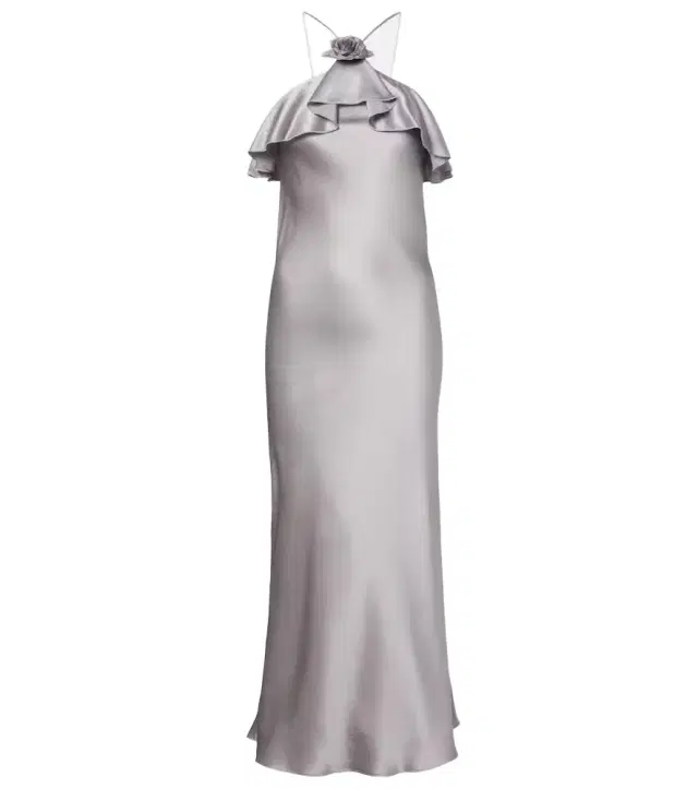 Rodarte Floral-appliqué silk charmeuse slip dress