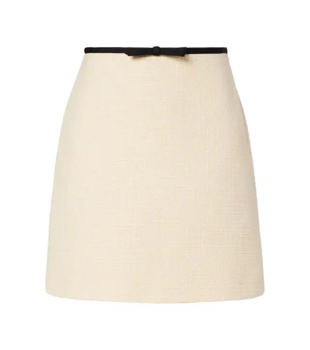 Valentino Bow-detail wool-blend tweed miniskirt