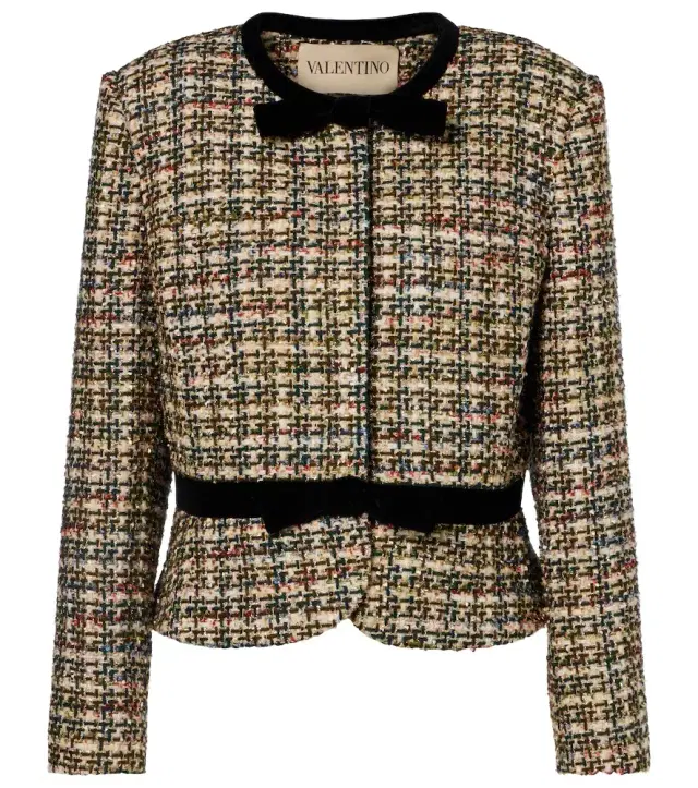 Valentino Velvet-trimmed lamé tweed jacket