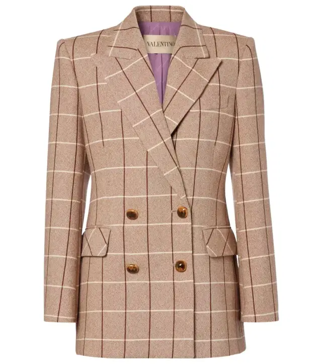 Valentino Checked double-breasted virgin wool blazer