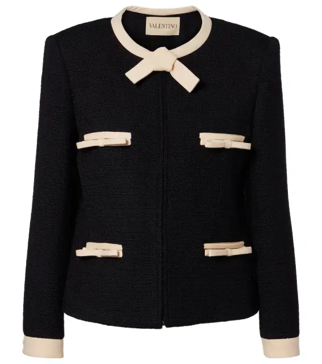 Valentino Bow-detail wool-blend tweed jacket
