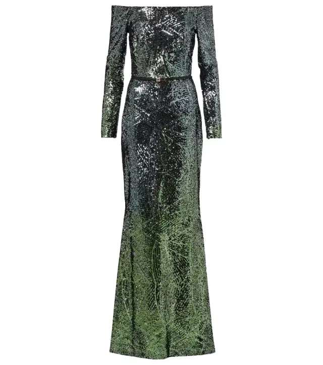 Elie Saab Ombré sequined silk-blend gown