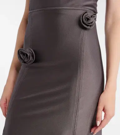 Coperni Floral-appliqué satin midi skirt | Thumbnail 4