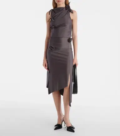 Coperni Floral-appliqué satin midi skirt | Thumbnail 5