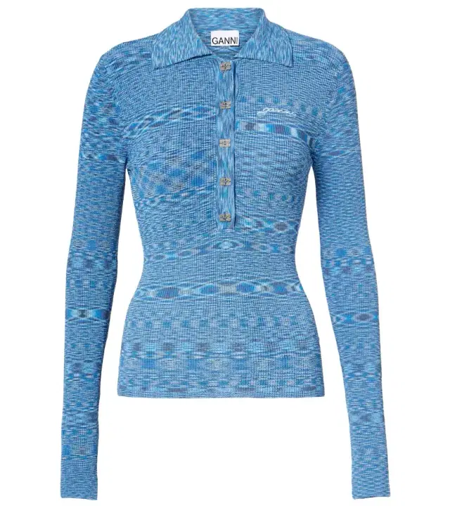 Ganni Space-dyed polo sweater
