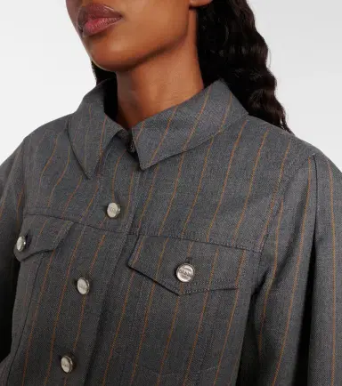 Ganni Pinstripe cropped jacket | Thumbnail 3 Ganni Pinstripe cropped jacket | Thumbnail 3