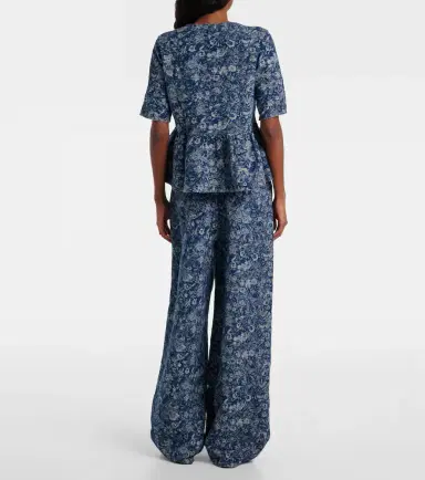 Ganni Peplum Tapestry cotton blouse | Thumbnail 3