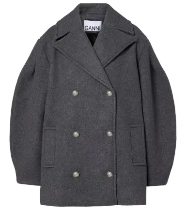 Ganni Oversized wool-blend peacoat | Thumbnail 1 Ganni Oversized wool-blend peacoat | Thumbnail 1