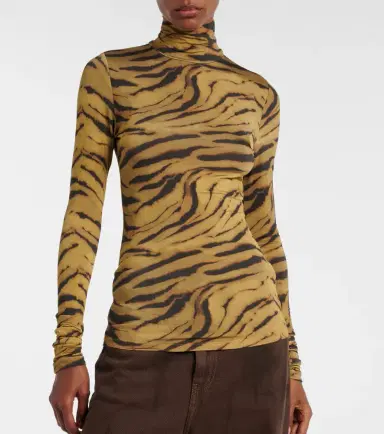 Ganni Tiger-print jersey top | Thumbnail 5