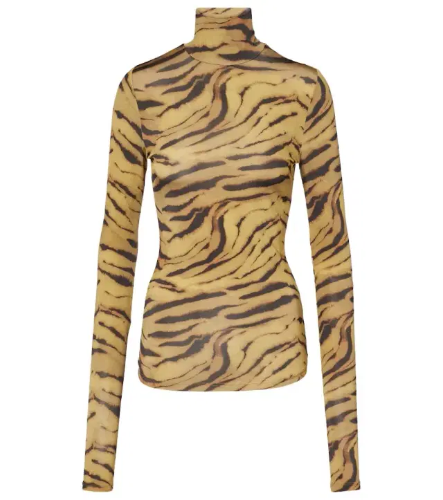 Ganni Tiger-print jersey top