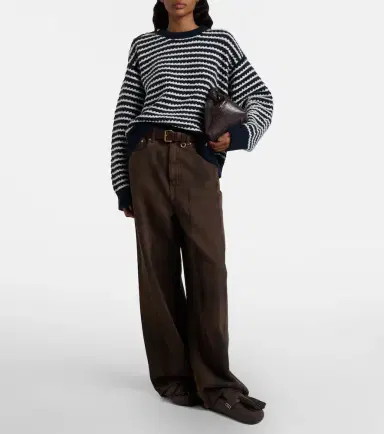 Ganni Striped wool and cotton sweater | Thumbnail 2