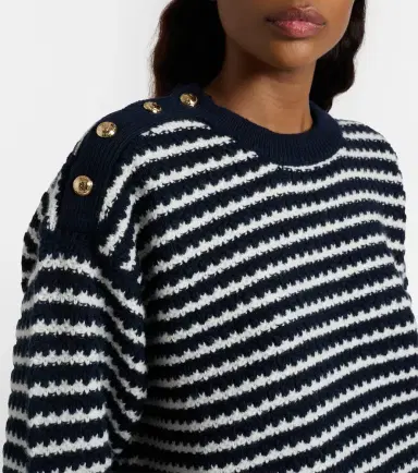 Ganni Striped wool and cotton sweater | Thumbnail 3