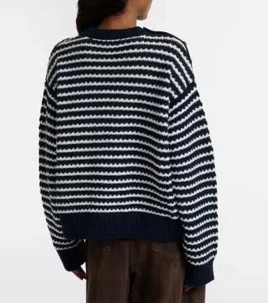 Ganni Striped wool and cotton sweater | Thumbnail 4