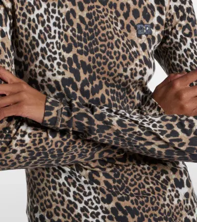 Ganni Leopard-print cotton-blend top | Thumbnail 5