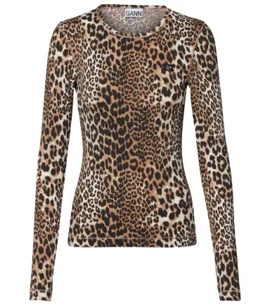 Ganni Leopard-print cotton-blend top | Thumbnail 1