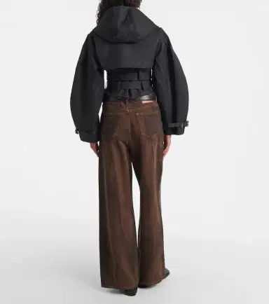 Ganni Belted cropped cotton jacket | Thumbnail 3