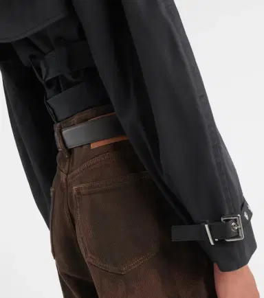 Ganni Belted cropped cotton jacket | Thumbnail 4