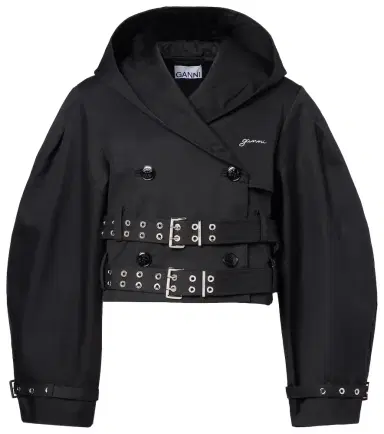 Ganni Belted cropped cotton jacket | Thumbnail 1
